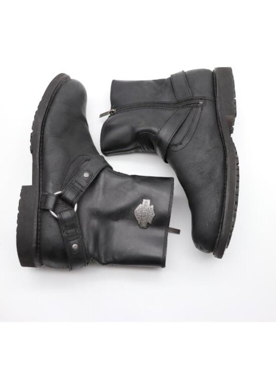 Harley Davidson Scout Matt Black Leather Boots Men\'s 13 M Side Zip Bar Shield main image 5